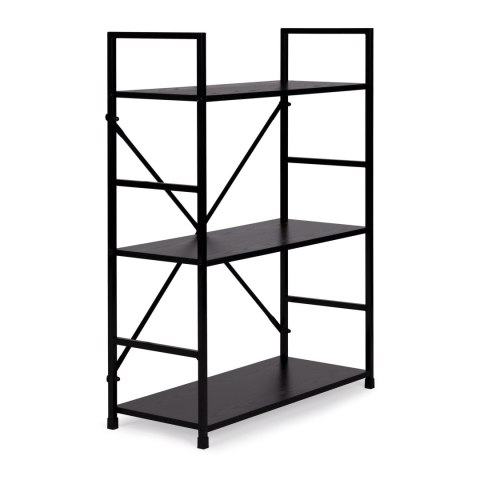 Regał drewniany metalowa rama szeroki LOFT 3 półki czarny ModernHome ModernHome Regał drewniany metalowa rama szeroki LOFT 3 półki czarny ModernHome ModernHome
