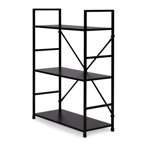 Regał drewniany metalowa rama szeroki LOFT 3 półki czarny ModernHome ModernHome Regał drewniany metalowa rama szeroki LOFT 3 półki czarny ModernHome ModernHome