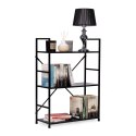Regał drewniany metalowa rama szeroki LOFT 3 półki czarny ModernHome ModernHome