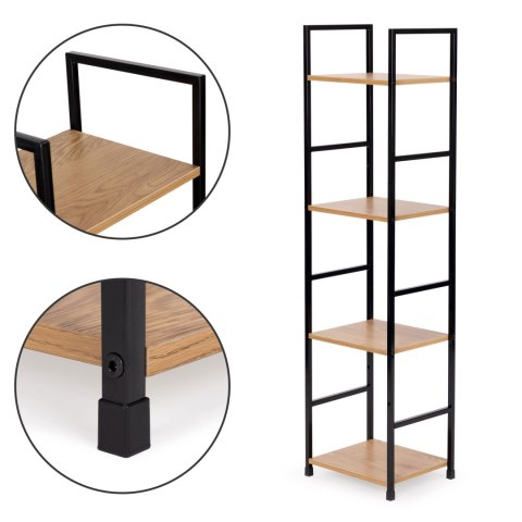 Regał drewniany nowoczesny metalowa rama LOFT 4 półki ModernHome ModernHome Regał drewniany nowoczesny metalowa rama LOFT 4 półki ModernHome ModernHome