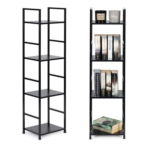 Regał drewniany nowoczesny metalowa rama LOFT 4 półki czarny ModernHome ModernHome Regał drewniany nowoczesny metalowa rama LOFT 4 półki czarny ModernHome ModernHome
