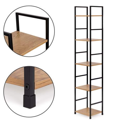 Regał drewniany nowoczesny metalowa rama LOFT 5 półek ModernHome ModernHome Regał drewniany nowoczesny metalowa rama LOFT 5 półek ModernHome ModernHome