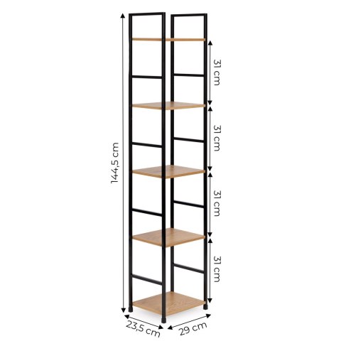 Regał drewniany nowoczesny metalowa rama LOFT 5 półek ModernHome ModernHome Regał drewniany nowoczesny metalowa rama LOFT 5 półek ModernHome ModernHome