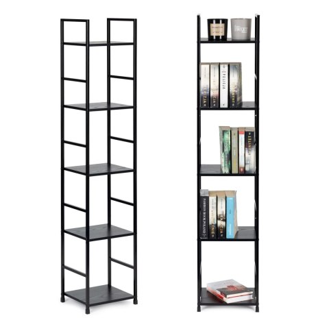 Regał drewniany nowoczesny metalowa rama LOFT 5 półek czarny ModernHome ModernHome