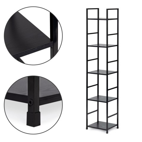 Regał drewniany nowoczesny metalowa rama LOFT 5 półek czarny ModernHome ModernHome Regał drewniany nowoczesny metalowa rama LOFT 5 półek czarny ModernHome ModernHome