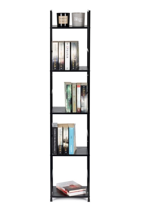 Regał drewniany nowoczesny metalowa rama LOFT 5 półek czarny ModernHome ModernHome Regał drewniany nowoczesny metalowa rama LOFT 5 półek czarny ModernHome ModernHome