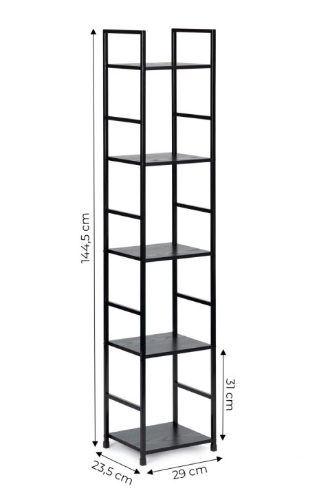 Regał drewniany nowoczesny metalowa rama LOFT 5 półek czarny ModernHome ModernHome Regał drewniany nowoczesny metalowa rama LOFT 5 półek czarny ModernHome ModernHome
