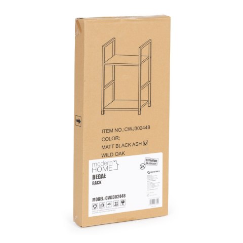 Regał drewniany nowoczesny szafka nocna 2 półki LOFT czarny ModernHome ModernHome Regał drewniany nowoczesny szafka nocna 2 półki LOFT czarny ModernHome ModernHome