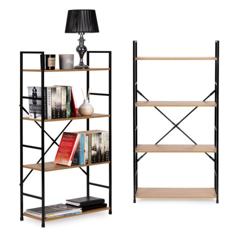 Regał drewniany szeroki 4 półki nowoczesny LOFT ModernHome ModernHome Regał drewniany szeroki 4 półki nowoczesny LOFT ModernHome ModernHome