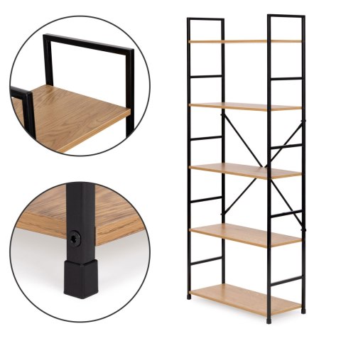 Regał drewniany szeroki nowoczesny LOFT 5 półek ModernHome ModernHome Regał drewniany szeroki nowoczesny LOFT 5 półek ModernHome ModernHome