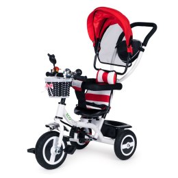 Rower trójkołowy obracany daszek wytrzymałe gumowe koła czerwony ECOTOYS ECOTOYS