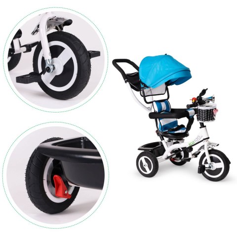 Rower trójkołowy obracany daszek wytrzymałe gumowe koła niebieski ECOTOYS ECOTOYS Rower trójkołowy obracany daszek wytrzymałe gumowe koła niebieski ECOTOYS ECOTOYS