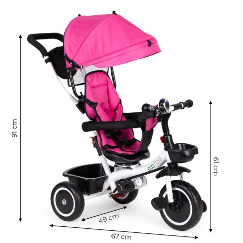 Rowerek trójkołowy spacerówka wózek obracany 360 różowy ECOTOYS ECOTOYS Rowerek trójkołowy spacerówka wózek obracany 360 różowy ECOTOYS ECOTOYS