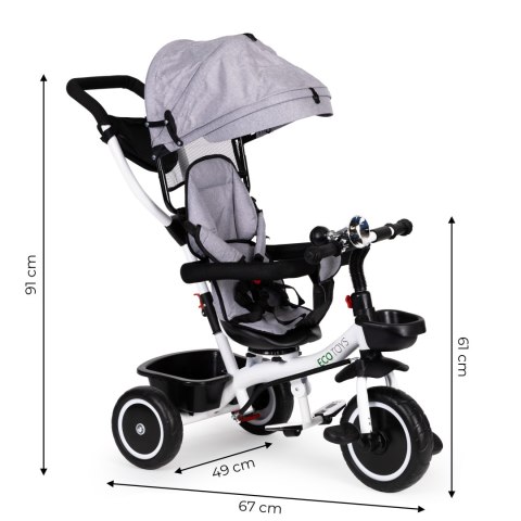 Rowerek trójkołowy spacerówka wózek obracany 360 szary ECOTOYS ECOTOYS Rowerek trójkołowy spacerówka wózek obracany 360 szary ECOTOYS ECOTOYS