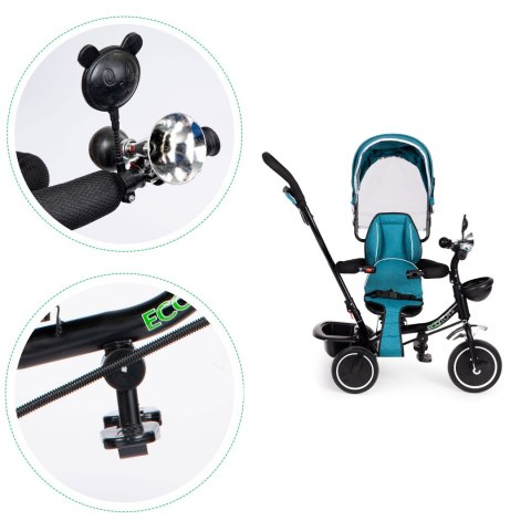Rowerek trójkołowy z obracanym siedzeniem daszek niebiesko-zielony ECOTOYS ECOTOYS Rowerek trójkołowy z obracanym siedzeniem daszek niebiesko-zielony ECOTOYS ECOTOYS