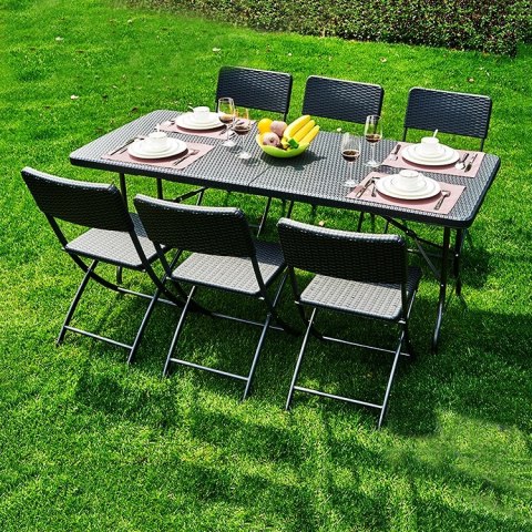 Stół cateringowy bankietowy ogrodowy składany 180 cm ratan ModernHome ModernHome Stół cateringowy bankietowy ogrodowy składany 180 cm ratan ModernHome ModernHome