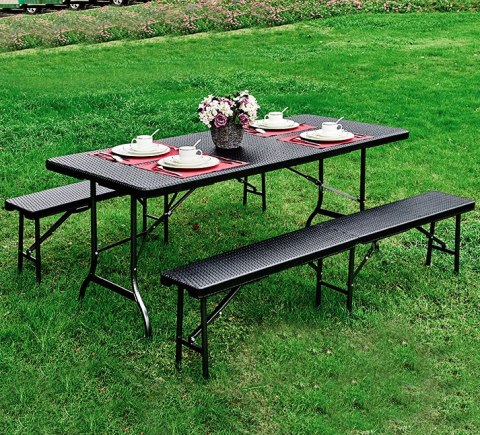 Stół cateringowy bankietowy ogrodowy składany 180 cm ratan ModernHome ModernHome Stół cateringowy bankietowy ogrodowy składany 180 cm ratan ModernHome ModernHome