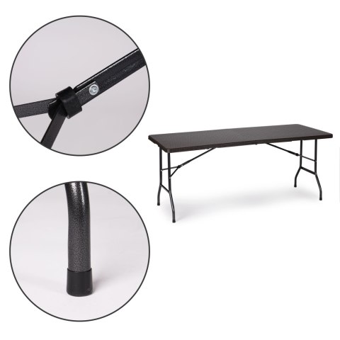 Stół cateringowy bankietowy ogrodowy składany 180 cm ratan ModernHome ModernHome Stół cateringowy bankietowy ogrodowy składany 180 cm ratan ModernHome ModernHome