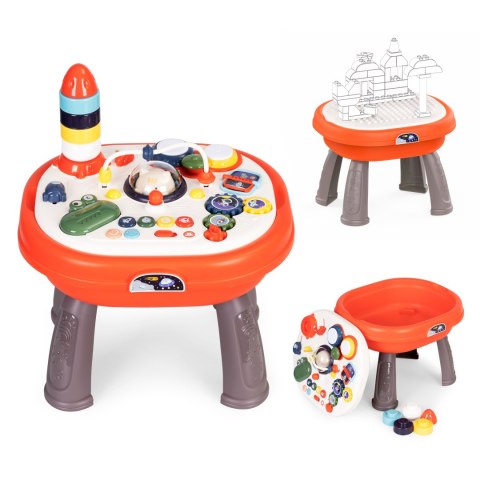 Stolik interaktywny panel edukacyjny 2w1 na klocki HUANGER Stolik interaktywny panel edukacyjny 2w1 na klocki HUANGER