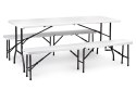 Zestaw cateringowy stół bankietowy 180cm 2 ławki biały ModernHome ModernHome