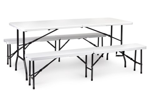 Zestaw cateringowy stół bankietowy 180cm 2 ławki biały ModernHome ModernHome