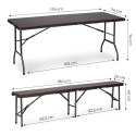Zestaw cateringowy stół bankietowy 180 cm 2 ławki ratan brąz ModernHome ModernHome