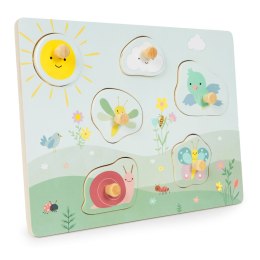Drewniana tablica sensoryczna z różnymi rodzajami materiału ECOTOYS ECOTOYS