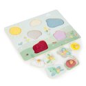 Drewniana tablica sensoryczna z różnymi rodzajami materiału ECOTOYS ECOTOYS