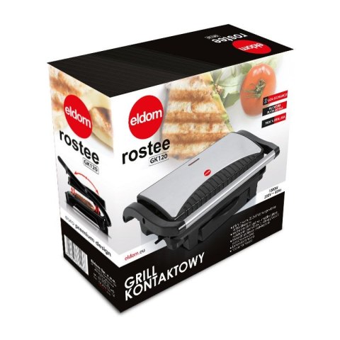Grill kontaktowy, opiekacz ELDOM GK120 ROSTEE 1000W ELDOM Grill kontaktowy, opiekacz ELDOM GK120 ROSTEE 1000W ELDOM