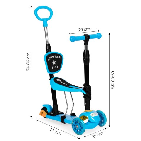 Hulajnoga trójkołowa balansowa led 3w1 świecące kółka - Niebieska ECOTOYS ECOTOYS Hulajnoga trójkołowa balansowa led 3w1 świecące kółka - Niebieska ECOTOYS ECOTOYS