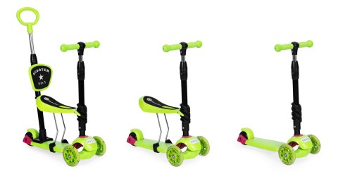 Hulajnoga trójkołowa balansowa led 3w1 świecące kółka - Zielona ECOTOYS ECOTOYS Hulajnoga trójkołowa balansowa led 3w1 świecące kółka - Zielona ECOTOYS ECOTOYS
