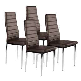 Krzesła zestaw 4 szt do salonu jadalni brąz chromowane nogi ModernHome ModernHome