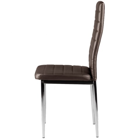 Krzesła zestaw 4 szt do salonu jadalni brąz chromowane nogi ModernHome ModernHome Krzesła zestaw 4 szt do salonu jadalni brąz chromowane nogi ModernHome ModernHome