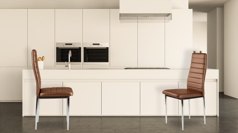 Krzesła zestaw 4 szt do salonu jadalni brąz chromowane nogi ModernHome ModernHome Krzesła zestaw 4 szt do salonu jadalni brąz chromowane nogi ModernHome ModernHome