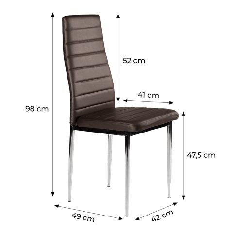 Krzesła zestaw 4 szt do salonu jadalni brąz chromowane nogi ModernHome ModernHome Krzesła zestaw 4 szt do salonu jadalni brąz chromowane nogi ModernHome ModernHome