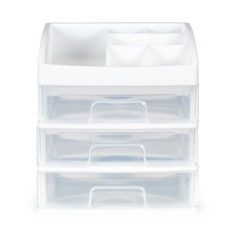 Organizer na kosmetyki z szufladami i przegrodami - biały ModernHome Organizer na kosmetyki z szufladami i przegrodami - biały ModernHome
