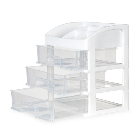 Organizer na kosmetyki z szufladami i przegrodami - biały ModernHome Organizer na kosmetyki z szufladami i przegrodami - biały ModernHome