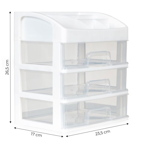 Organizer na kosmetyki z szufladami i przegrodami - biały ModernHome Organizer na kosmetyki z szufladami i przegrodami - biały ModernHome