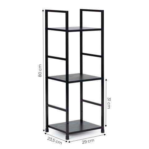 Regał drewniany nowoczesny metalowa rama LOFT 3 półki czarny ModernHome ModernHome Regał drewniany nowoczesny metalowa rama LOFT 3 półki czarny ModernHome ModernHome