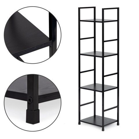 Regał drewniany nowoczesny metalowa rama LOFT 4 półki czarny ModernHome ModernHome Regał drewniany nowoczesny metalowa rama LOFT 4 półki czarny ModernHome ModernHome