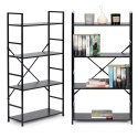 Regał drewniany szeroki 4 półki nowoczesny LOFT czarny ModernHome ModernHome