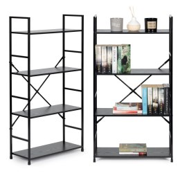 Regał drewniany szeroki 4 półki nowoczesny LOFT czarny ModernHome ModernHome