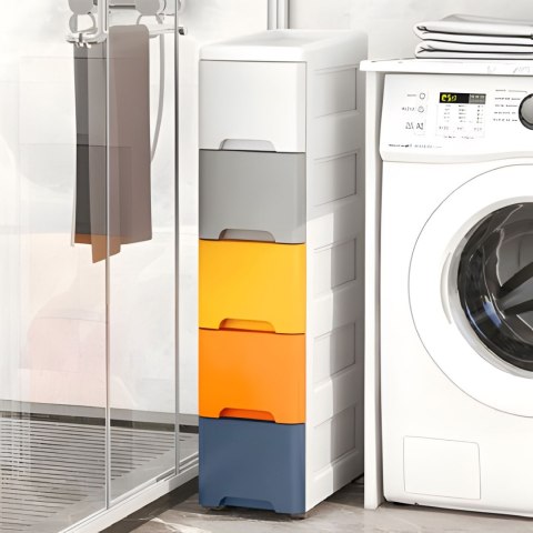 Regał z 5 wysuwanymi szufladami nogi z kółkami ModernHome Regał z 5 wysuwanymi szufladami nogi z kółkami ModernHome