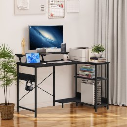Biurko narożne komputerowe stół 3 półki czarny ModernHome ModernHome