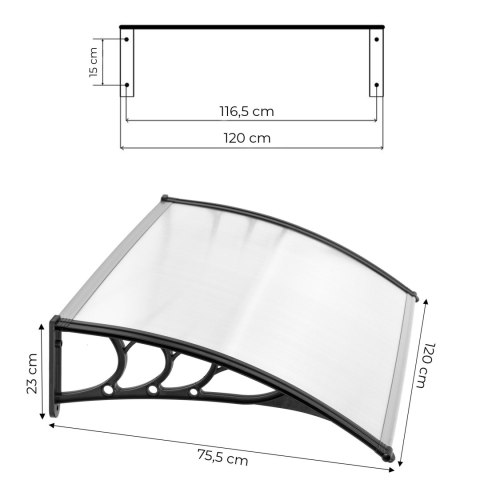 Daszek nad drzwi 120x80 cm zadaszenie osłona poliwęglan ModernHome ModernHome Daszek nad drzwi 120x80 cm zadaszenie osłona poliwęglan ModernHome ModernHome