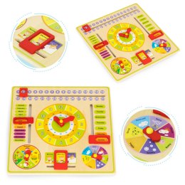 Drewniana tablica edukacyjna manipulacyjna kalendarz zegar ECOTOYS ECOTOYS