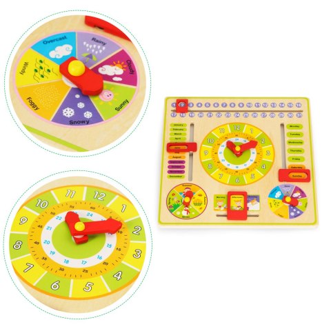 Drewniana tablica edukacyjna manipulacyjna kalendarz zegar ECOTOYS ECOTOYS Drewniana tablica edukacyjna manipulacyjna kalendarz zegar ECOTOYS ECOTOYS