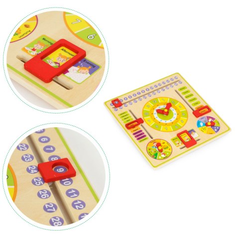 Drewniana tablica edukacyjna manipulacyjna kalendarz zegar ECOTOYS ECOTOYS Drewniana tablica edukacyjna manipulacyjna kalendarz zegar ECOTOYS ECOTOYS