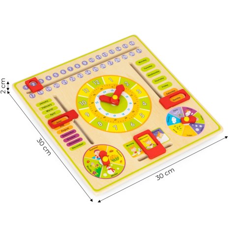 Drewniana tablica edukacyjna manipulacyjna kalendarz zegar ECOTOYS ECOTOYS Drewniana tablica edukacyjna manipulacyjna kalendarz zegar ECOTOYS ECOTOYS