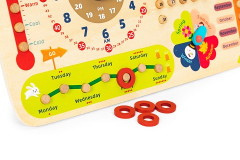 Drewniana tablica manipulacyjna dla dzieci kalendarz zegar ECOTOYS ECOTOYS Drewniana tablica manipulacyjna dla dzieci kalendarz zegar ECOTOYS ECOTOYS